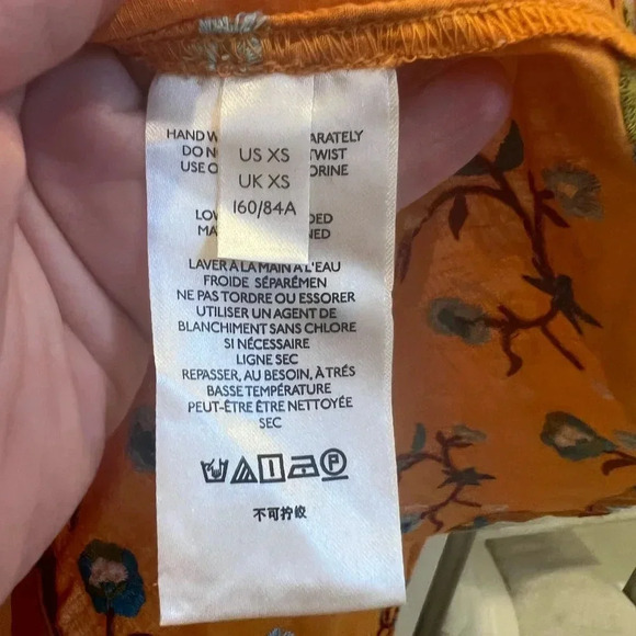 NWT new XS Anthropologie pilcro embroidered surf button down top floral gold - Picture 10 of 17